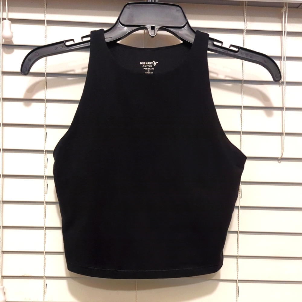 Old Navy Cropped Athletic Tank Top Black Size Small